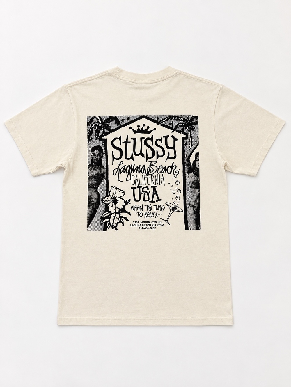 Stüssy Beach House Pigment Dyed T-shirt in Natural, menās size Small NWT